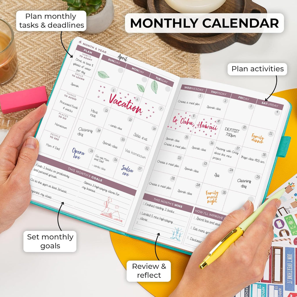 Clever Fox Planner 2nd Edition – Colorful Weekly & Monthly Goal Planner, Time Management & Productivity Organizer, Undated, A5 (Aquamarine)