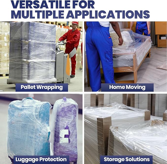 ADHES Mini Hand Stretch Wrap Film, 5 Inch x 1000 Feet, 12-Pack 80 Gauge Industrial Strength Stretch Film, Shrink Wrap Roll for Packing, Pallet Wrap, Furniture Wrapping Moving & Protection