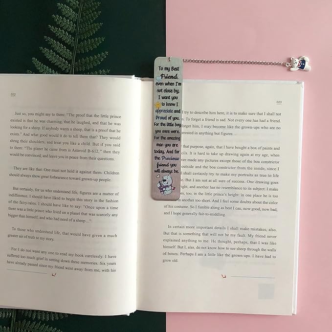 Best Friend Bookmarks Men Teens Christmas Graduation Farewell Bookmark Good Friends Birthday Back to School Gifts Appreciate Friendship Encouragement Retirement Thank You Keepsakes Cute Bear Design