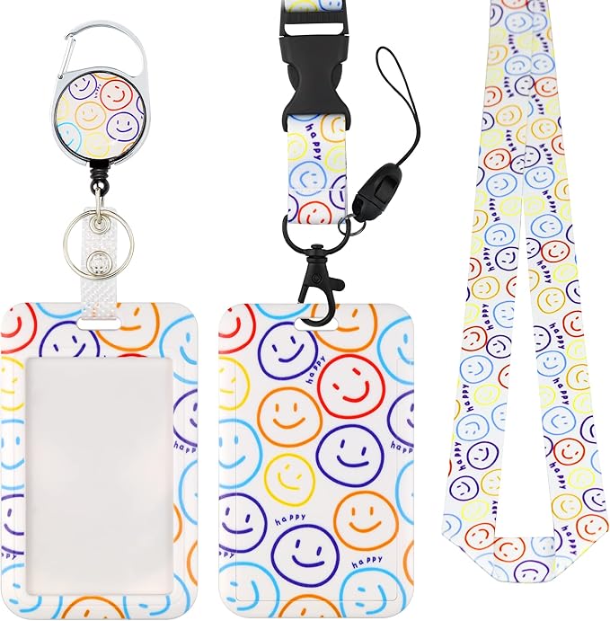Cute ID Badge Holder with Lanyard Retractable Badge Reel Clip Funny Lanyards for ID Badges Name Tags Keychain for Office Teacher Doctor Student Women Men Nurse Accessories for Work