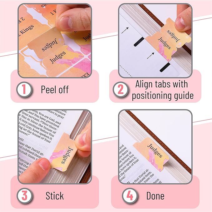 Mr. Pen- Bible Tabs, 75 Tabs, Spring Pink, Laminated Bible Tabs for Women and Men, Bible Tabs for Study Bible, Bible Index Tabs, Bible Book Tabs, Bible Labels Tabs, Mr Pen Bible Tabs