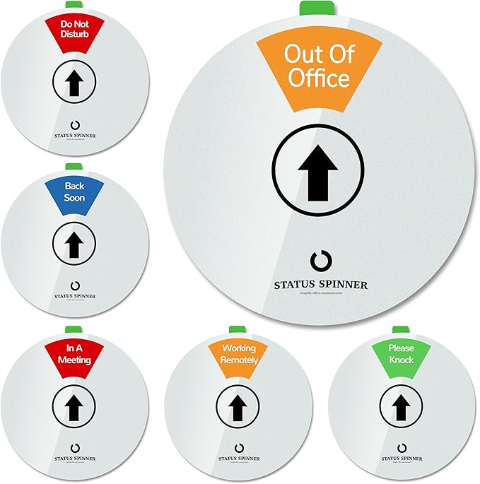 Out Of Office Sign for Door, 6 Options Status Private Sign, In a Meeting, Do Not Disturb, Working Remotely, In Out Sign Available and Away