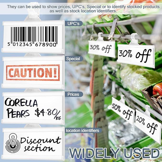 100 Pieces Plastic Wire Shelf Label Holders, Reusable Price Label Holder with locks, Label Display Holder for Retail Supermarket Department Store(3'' x 1.4'')