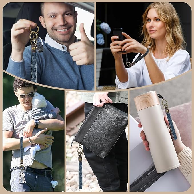 Fishent Denim Wristlet Keychain for Women Men, Cute Key Chain, Wrist Lanyards for Car Keys ID Badge Wallet Card Holder