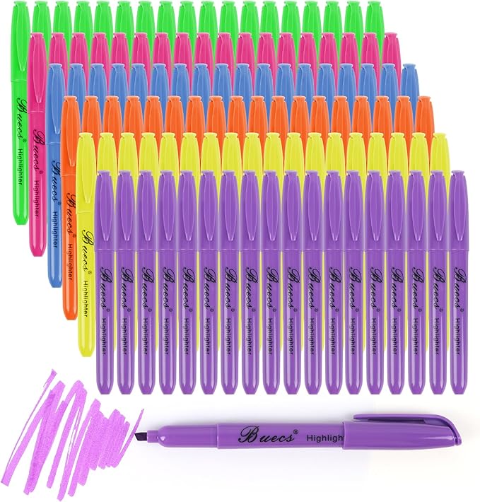 Highlighters Bulk Pack, 108 Count, Assorted Colors, Chisel Tip, suitable for Adults Highlighting Planner Notes, Office School Supplies
