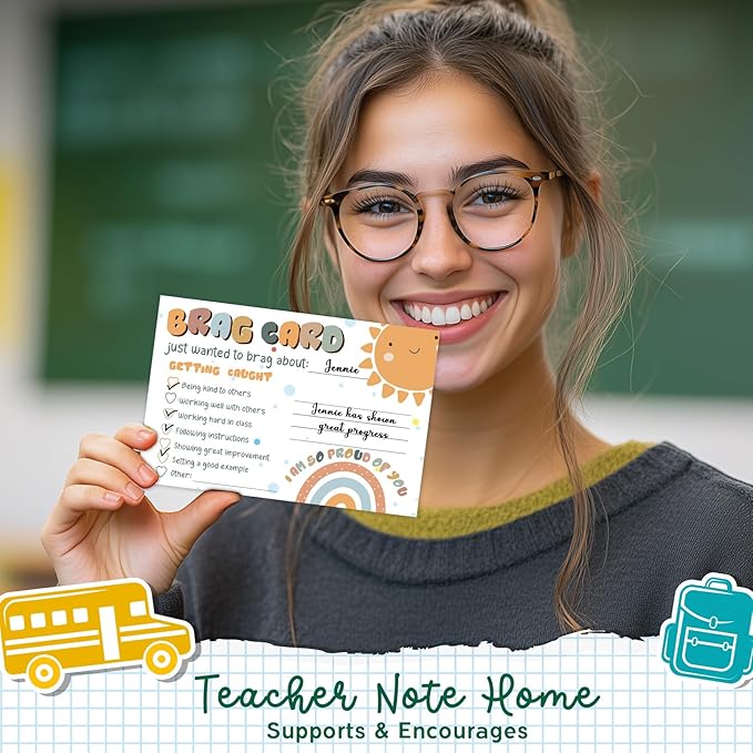 Boho Sunshine Classroom Brag Cards, Boho Teacher Classroom Incentives Cards for Elementary Students