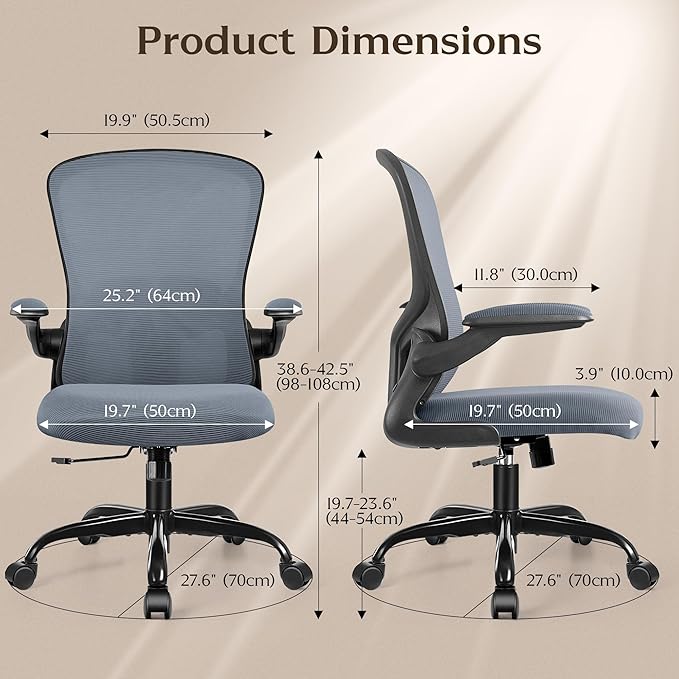 FelixKing Office Chair, Ergonomic Desk Chairs with Wheels Home Mesh Chair Adjustable Lumbar Support and Height, Ergo Chair for Working Gaming Use (Dark Gray)