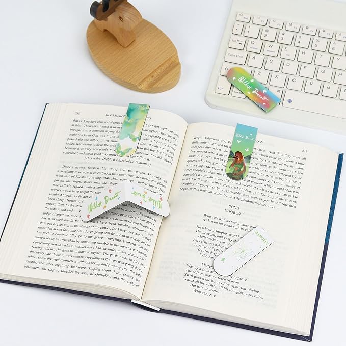 10Pcs Magnetic Bookmarks T-S Bookmarks Page Markers for Fans Readers, Women, Men, Book Lovers, Students Teachers, Funny Office Supplies Stationery Gifts Used in Office, School, Home (Green)