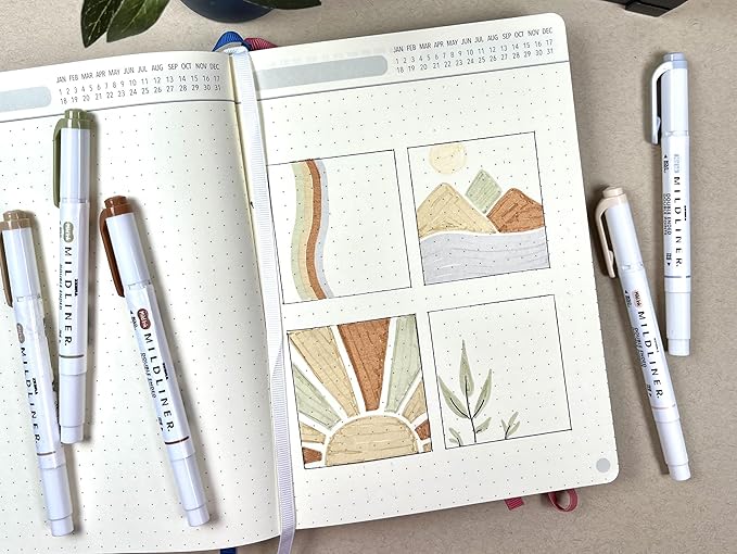 Zebra Pen Mildliner Double-Ended Highlighter Set, Broad and Fine Point Tips, No Bleed Bible Assorted Neutral Vintage Ink Colors, Model Number: 78605, 5-Count, Pack of 1