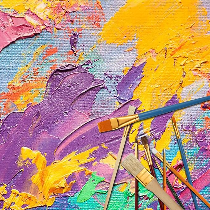 25 PCS All Purpose Paint Brush Set, Beginner, Paint, Craft, Multiple Mediums, Classroom - Assorted Paint Brushes Great with Acrylic, Oil, Watercolor, Gouache, Tempera Paints