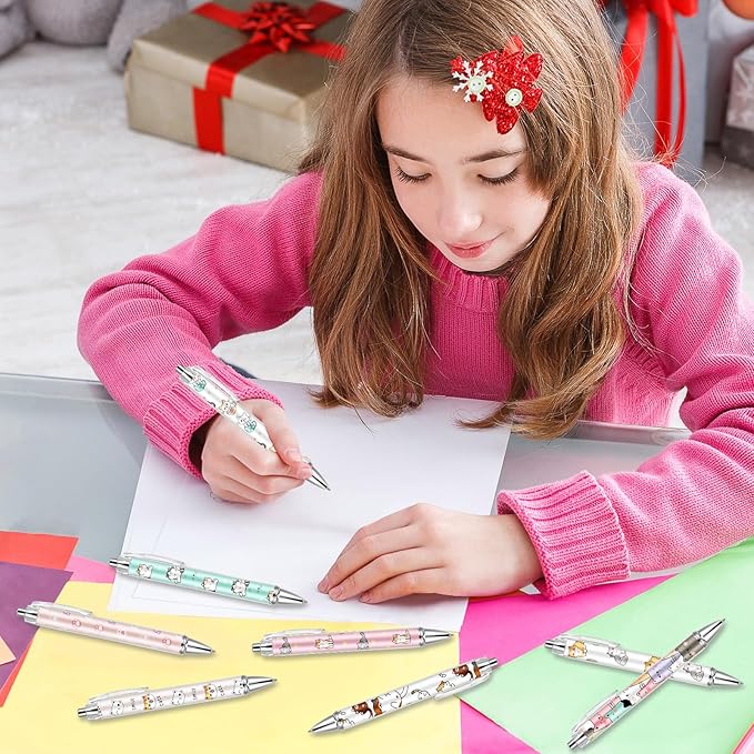 Ireer 8 Pcs Ballpoint Pens for Women 1.00 mm Cute Black Ink Fancy Pens Fine Point Smooth Writing for Journaling Aesthetic Office Supplies(Cat)