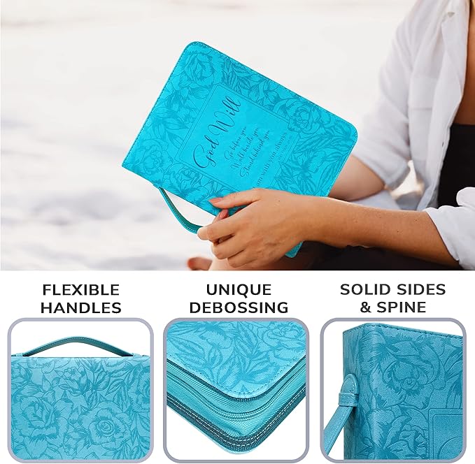 DEHITE Briefcase for Women – Leather Bible Carrying Bag Large Size – | Fits Book 7 x 10.1 x 1.9 IN | Pen Slots | Zippered Pocket | Premium Faux Leather – Green Bible Accessories Gifts