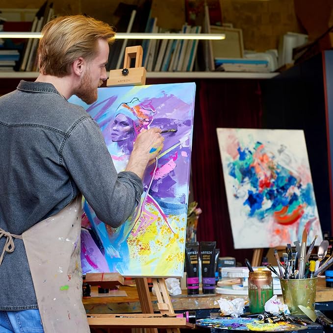 ARTEZA Watercolor Paint Brushes, Set of 5, Round Synthetic Soft-Bristle Brushes