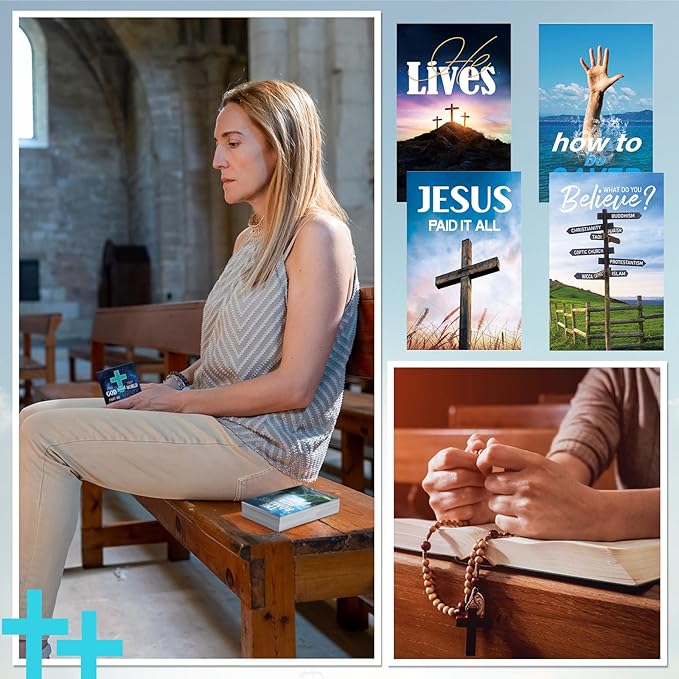 240 Pcs Gospel Tract Card 12 Styles Plan of Salvation Card Pocket Holy Postcard Christian Inspirational Bible Verse Bookmark for Christian Gift Women Men Ministering Tool (Inspiration)