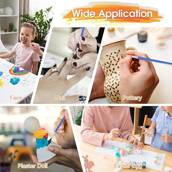 Small Paint Brushes Bulk, 88 pcs Nylon Hair Brushes, Flat Tip Round Acrylic Paint Brushes, Paint Brush Set, Artist Paintbrushes for Kids Adult Acrylic Oil Watercolor Canvas Face Nail Art Painting