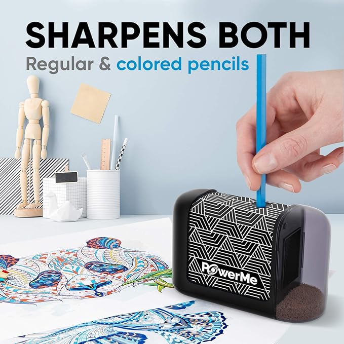 Electric Pencil Sharpener - Pencil Sharpener Battery Powered for Kids, School, Home, Office, Classroom, Artists – Battery Operated Pencil Sharpener For Colored Pencils, Ideal For No. 2 (Black)
