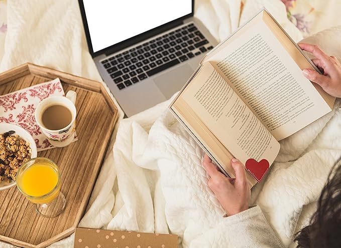 9 PCS Leather Bookmarks for Women with Heart Shape, Cute Corner Bookmark, Book Accessories for Reading Lovers, Book Markers for Women, Bookmarks for Book Lovers by HNQCPCVU (9PCS Heart - Color 3)