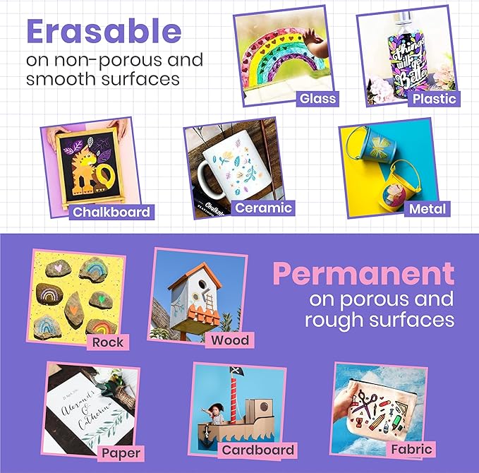 Liquid Chalk Markers (10 Pack) with Gold & Silver - Fine Tip Dry Erase Marker Pens for Blackboard, Windows, Chalkboard Signs, Bistro - 3mm Reversible Tip