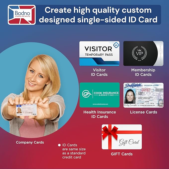 Bodno Evolis Primacy 2 Single Sided ID Card Printer & Complete Supplies Package Gold Edition ID Software