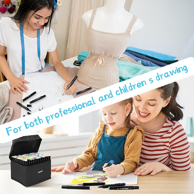 Alcohol Markers, 120 Colors Dual Tip Art Markers, Drawing & Coloring for Kids & Adults