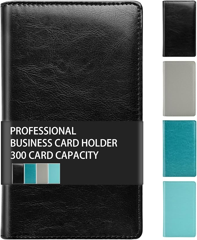 300 Card Capacity Leather Business Card Book Holder Organizer, Card Binder Professional PU Name Card Credit Cards Booklet (Multiple Colors Optional)