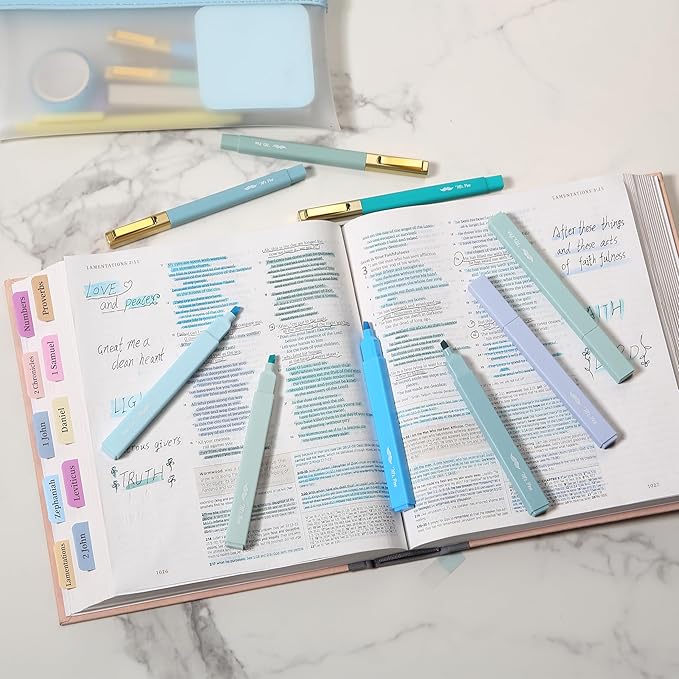 Mr. Pen- Aesthetic Highlighters and Pens No Bleed, 12 Pack, Forest Green Color Bible Highlighters No Bleed, Black Ink Bible Pens, Highlighter Pens, No Bleed Highlighters for Bibles, Bible Pens