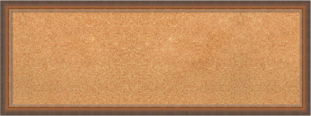 Amanti Art Natural Cork Board for Wall, 14x38 Vision Board with Bronze Frame, Medium Corkboard Office Decor for Home Organization, Modern Corkboard Pinboard to Display Items for Home Organization in