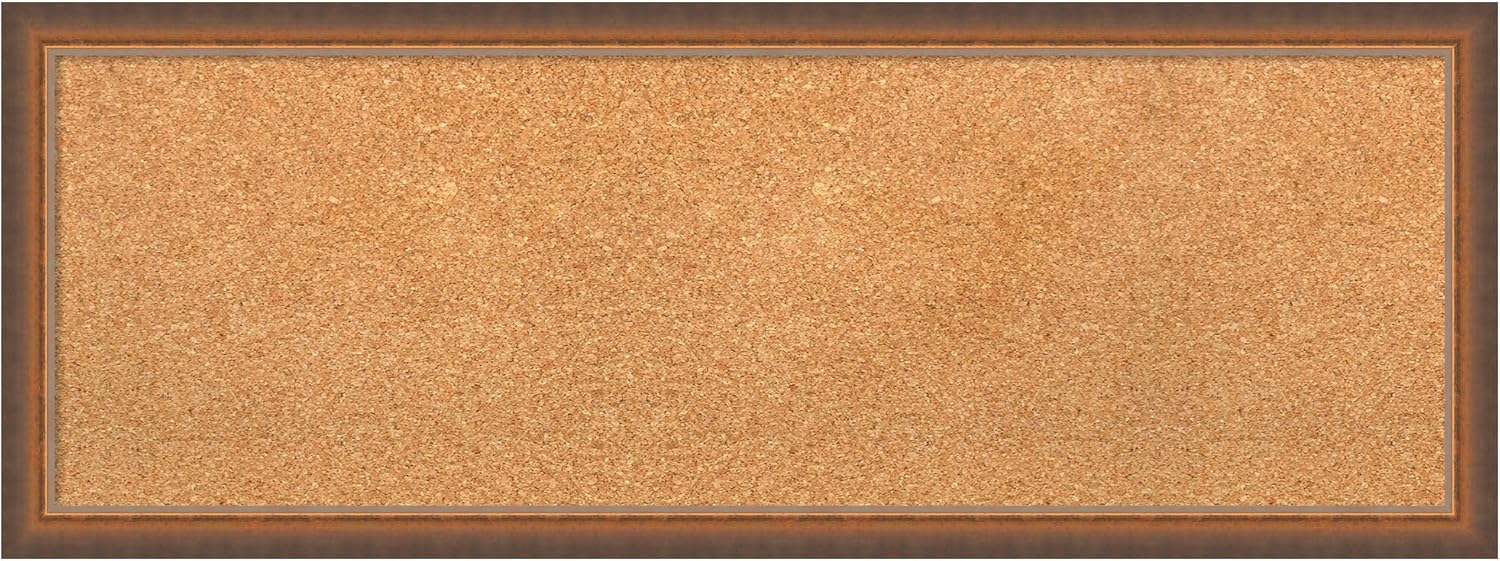 Amanti Art Natural Cork Board for Wall, 14x38 Vision Board with Bronze Frame, Medium Corkboard Office Decor for Home Organization, Modern Corkboard Pinboard to Display Items for Home Organization in