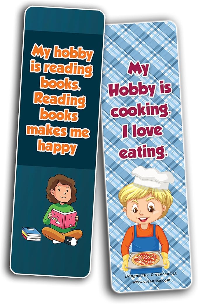 Creanoso My Hobbies Bookmarks (2-Sets X 6 Cards) – Daily Inspirational Card Set – Interesting Book Page Clippers – Great Gifts for Adults and Professionals