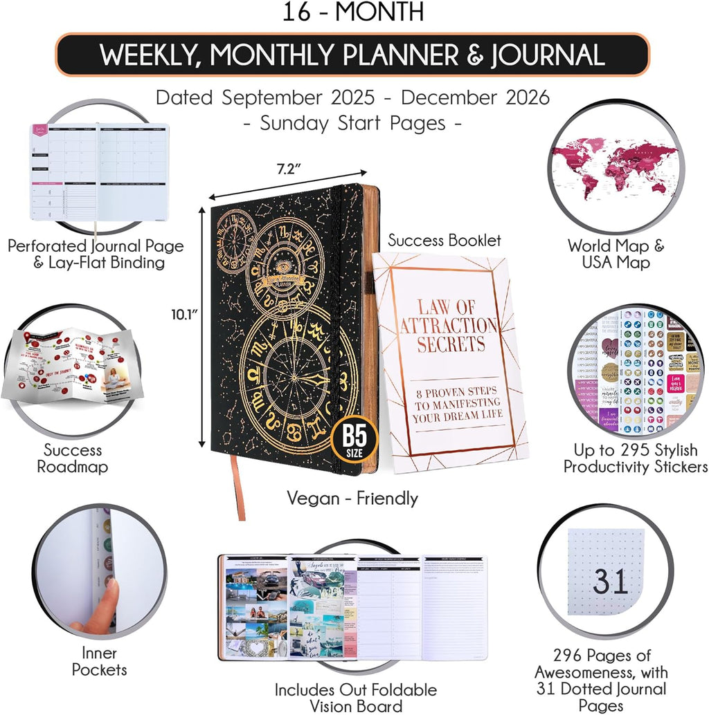 2025-2026 Planner Weekly and Monthly | 16-Month Life Planner to Increase Focus & Productivity | Reduce Overwhelm & Achieve Your Biggest Goals | Include Gift Box & Stickers | Sep 2025-Dec 2026