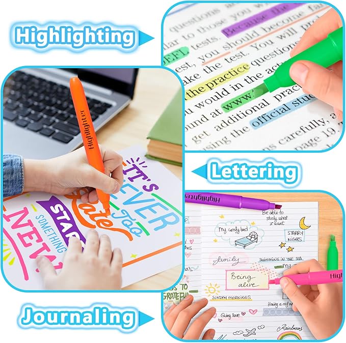 Highlighters, Chisel Tip Dry-Quickly Highlighter Markers, 216 Count-6 Assorted Colors Highlighters Bulk Pack for Adult Kids, Office Classroom Must Have, School Supplies for Teachers (2 Boxes of 108)