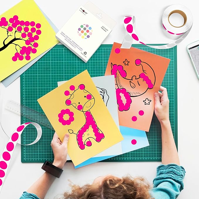 PARLAIM 3/4 Inch Roll Color Coding Labels,4000 per/4 Rolls Round Adhesive Color Coding Circle Dot Stickers for Office Home (Fluorescent Pink)