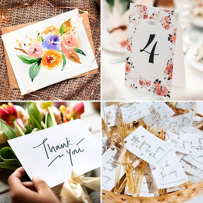 200 Pack White 300 GSM / 110 lb Thick Cardstock Paper - Blank Heavyweight Wedding Invitation Cards for Printing, Flashcards, Postcards - 5x7 inch