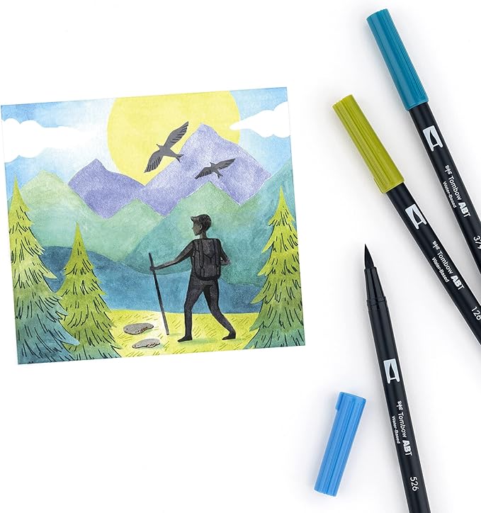 Tombow 56169 Dual Brush Pen Art Markers, Landscape, 10-Pack. Blendable, Brush and Fine Tip Markers