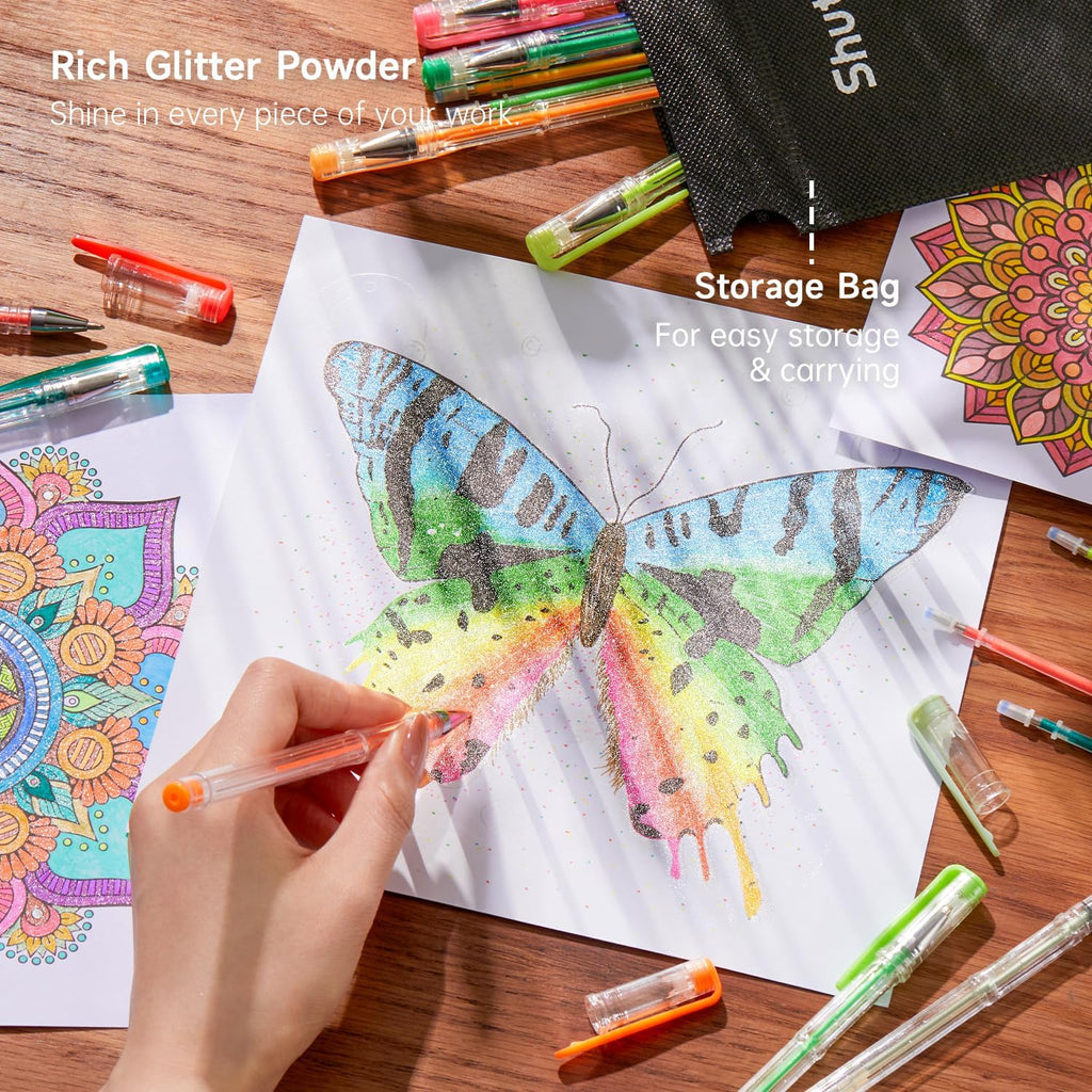 Shuttle Art 80 Pack Glitter Gel Pens, 40 Colors Glitter Gel Pens Set with 40 Refills for Adults Coloring Books Drawing Crafts Scrapbooking Journaling