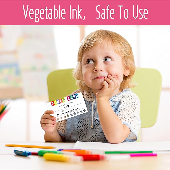 102 PCS Punch Cards, Star Shaped Incentive Reward Cards Business Size Student Award Cards Boost Creativity & Skills Development for Business, Classroom, Kids Behavior, Students, Teachers, 3.5” x 2”