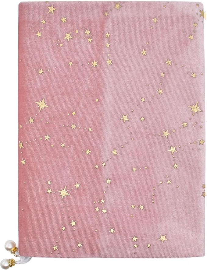 BLBMH A5 Book Cover for Paperbacks- Adjustable Fabric Book Sleeve Cover Protector Fit for 5.5x8.4 inch Hardcover Softcover Book Novels Notebook -Pink Stars