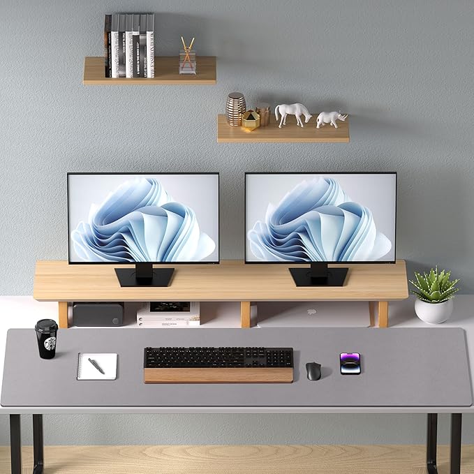 Aothia Leather Desk Pad Protector, Mouse Pad, Office Desk Mat, Non-Slip PU Leather Desk Blotter, Laptop Desk Pad, Waterproof Desk Writing Pad for Office and Home (48"x17", Light Grey)