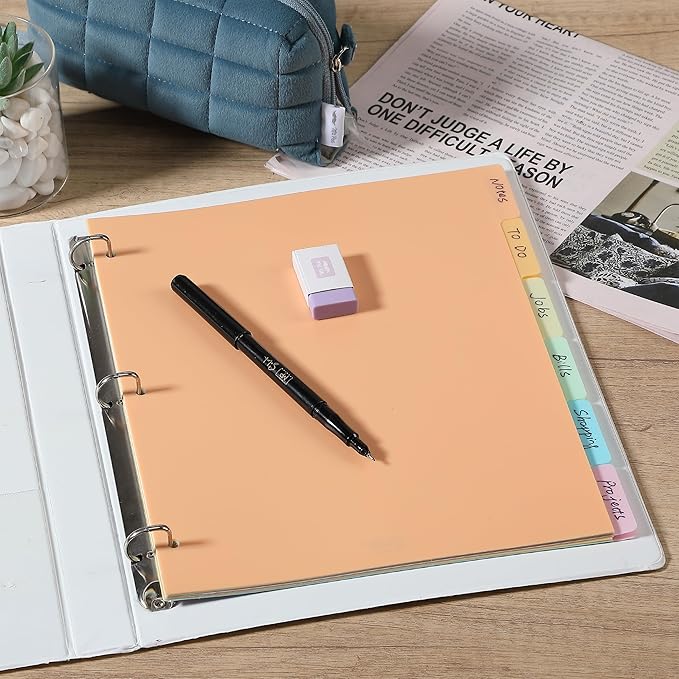 Mr. Pen- Binder Dividers, 6 Tab Dividers, Pack of 2 Sets (12 Dividers Total), Dividers, Plastic Dividers for 3 Ring Binder, Binder Dividers with Tabs, Binder Tabs, 3 Ring Binder Dividers