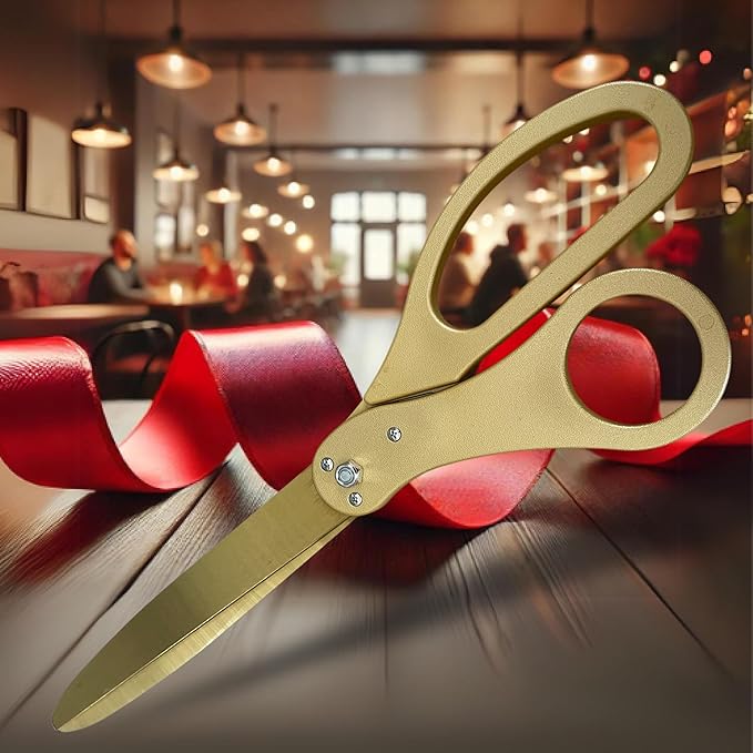 New Edition Grand Opening Scissors – 25'' Scissors Gold with Golden Blades for Ribbon Cutting Ceremony