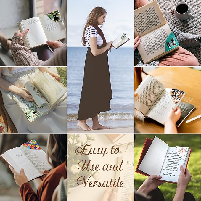 Cute Black Cat Corner Bookmarks, Funny Leather Book Accessories for Book Lovers, 3 Pcs Reading Book Page Markers for Women Men Student Teacher Girls Boys Kids Retirement Birthday Gifts