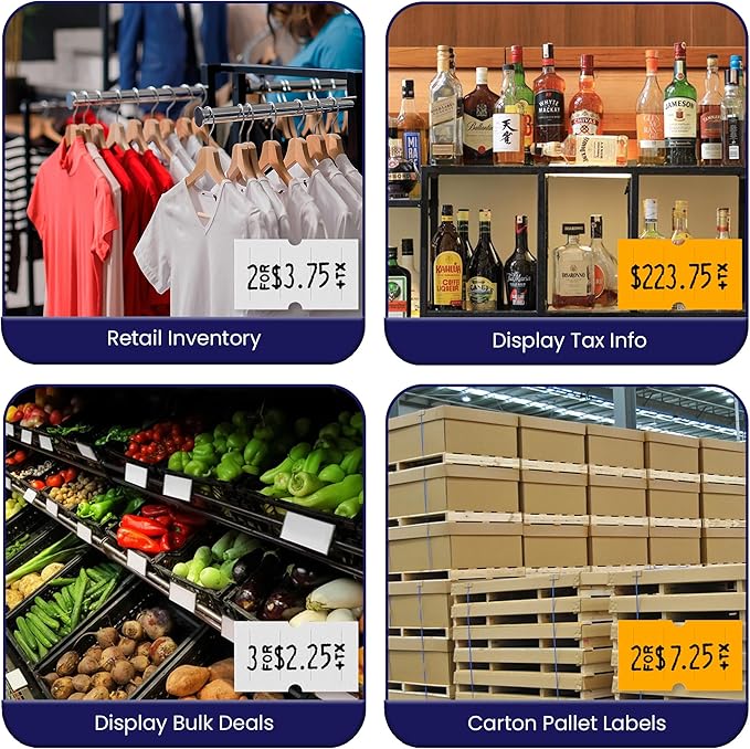 Perco Lite 1 Line Price Gun with Labels Kit - Includes 3 White Rolls, 3 Fluorescent Orange Rolls, 2 Ink Rollers, 1 Ink roll and Labels Pre-Loaded