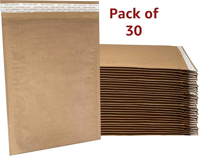 Honeycomb paper padded envelope sealable mailers (30, #5-10.5" x 15")