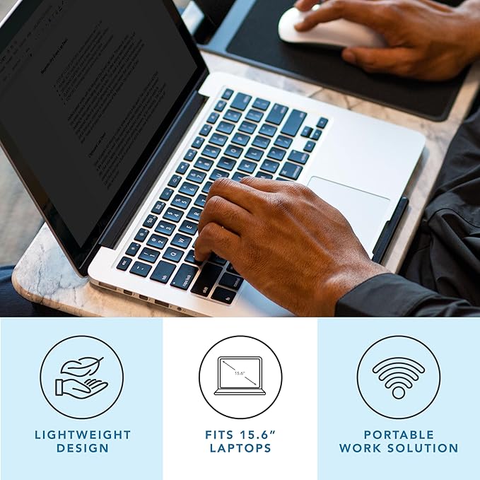 LAPGEAR Home Office Lap Desk with Device Ledge, Mouse Pad, and Phone Holder - White Marble - Fits Up To 15.6 Inch Laptops - Style No. 91501