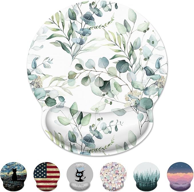 Ergonomic Mouse Pad with Wrist Support,Green Flowers Mouse Pad with Wrist Rest,Relieve Wrist Pain Mousepad Non-Slip Rubber Base,Mouse Pads for Desk,Computers,Laptop,Office,Home,Gaming,Accessories