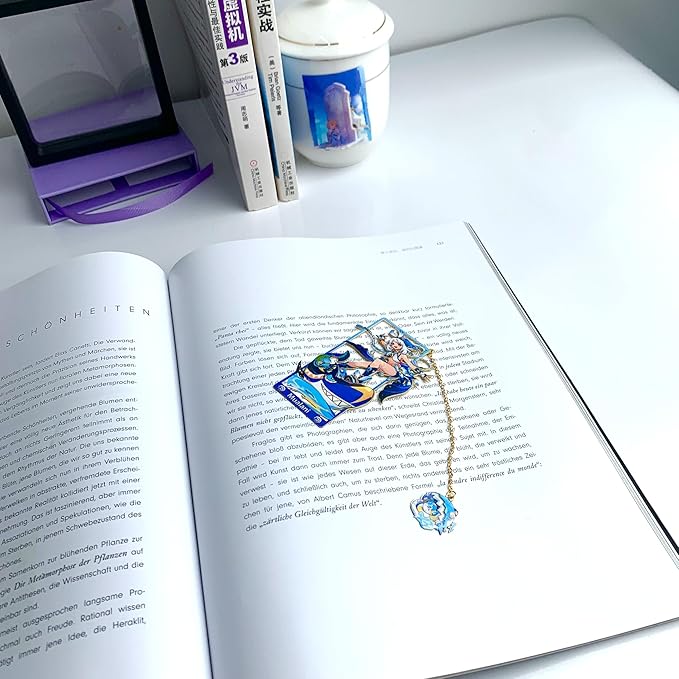 Genshin Impact Mualani Metal Bookmark - Anime Figure Merch with 3D Display Box - Birthday Gifts for Fans Friends Gamer Book Lovers - Zllada