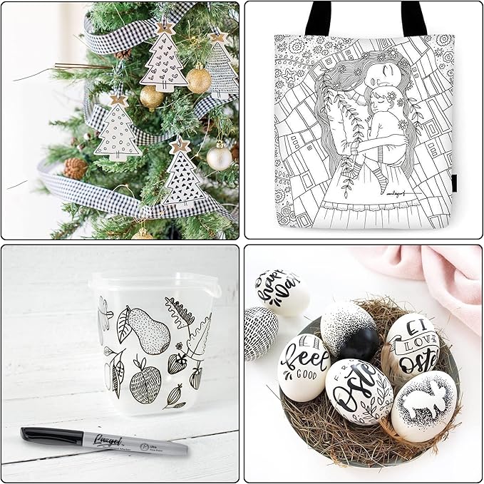 Ultra Fine Permanent Marker Bulk, 32 Pack Ultra Fine Point Black Permanent Marker set, Felt Tip Pens Works on Plastic, Wood, Stone, Metal and Glass for Doodling, Marking