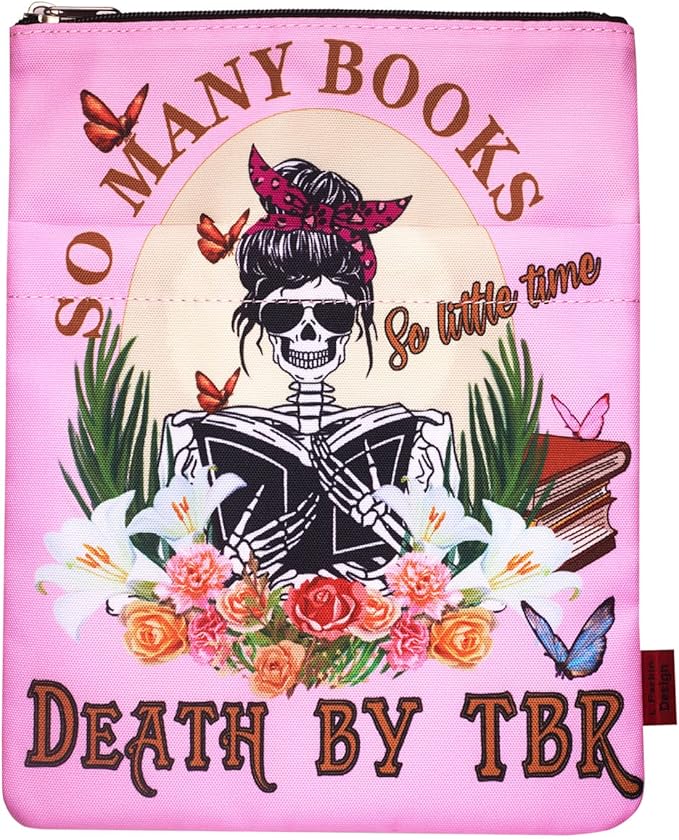 LParkin So Many Books So Little Time Death by TBR Book Covers for Readers Sleeve Gift Paperback Book Cover with Zipper