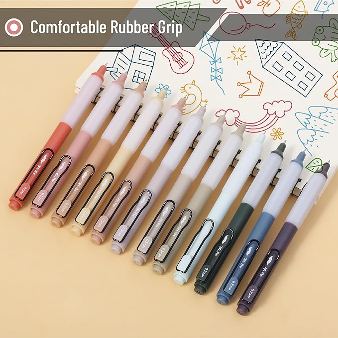 Mr. Pen- Retractable Gel Pens with Case, 12 Pack, Colorful Ink, 12 Refills, Gel Pens Fine Point 0.5mm, Retractable Pens, Cute Pens, Gel Ink Pens, Aesthetic Pens for Journaling Fine Tip Pens