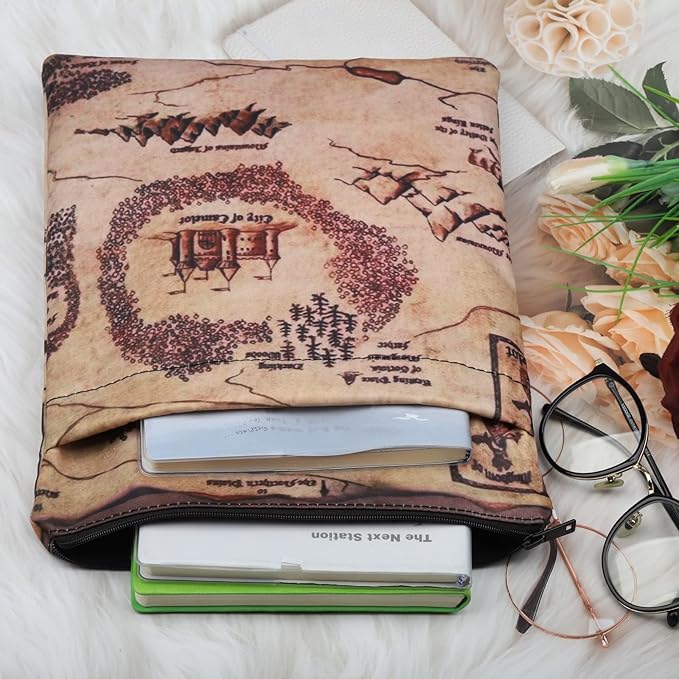 FEELMEM Camelot Map Literary Book Protector King Arthur's Kingdom Camelot World Map Book Sleeve